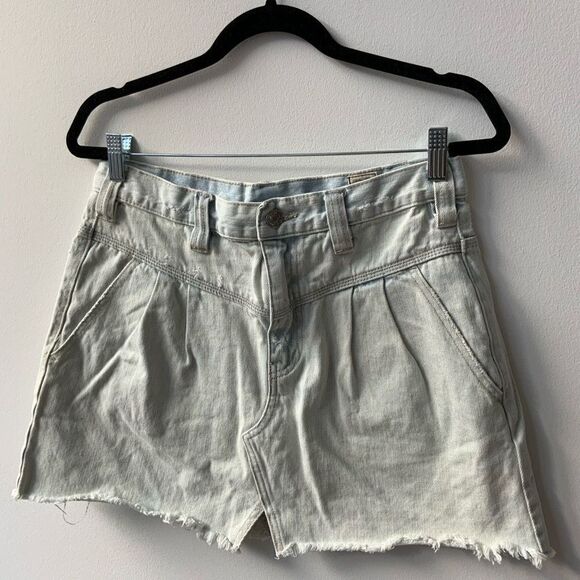 We the Free Light Wash Western Yoke Seam Denim Mini Skirt Size 28 - Picture 2 of 6